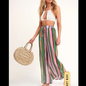 NWT Eternal Green Multi Striped Swim CoverUp Pants